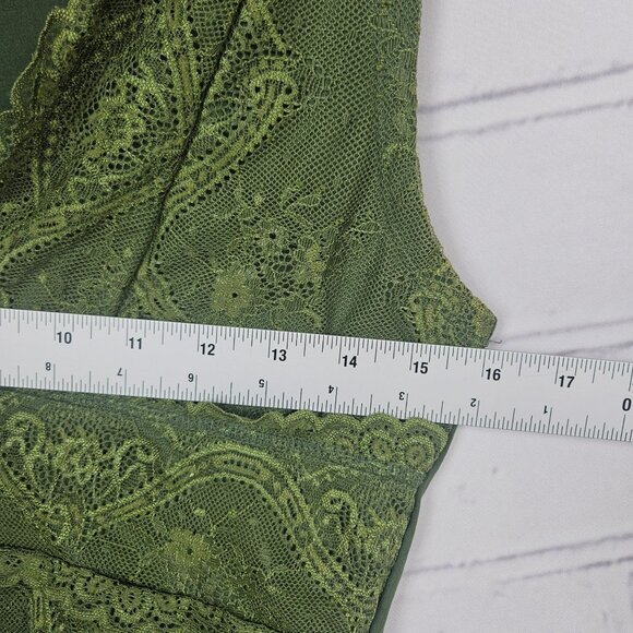 Green Lace Fairy Grunge Sleeveless Tank Top Shirt Cider Bow Womens L Y2K OOs - Picture 7 of 10